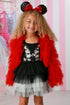 Girls Red Fluffy Tulle Jacket, Sizes 12M-14